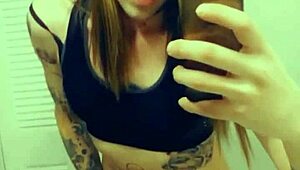 Hot Tranny Slut Touches Her Tiny Clitty in Action