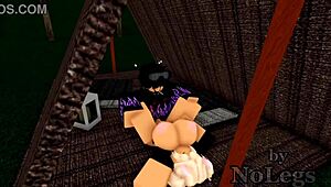 big tits girl fucks monster cock in roblox tent