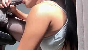 Big booty brunette meets her stepbrother for fun