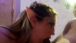 Halloween Elf Deepthroats Black Dick Sloppily