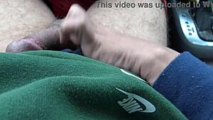 Busty French Amateur Stepmom Gropes Stepson's Cock in Car