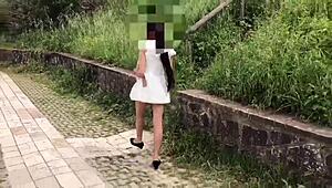 public flashing walking around in my white outfit - skysexfree