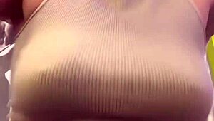 wet shirt reveals tits at gym