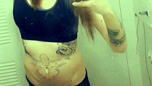 Hot Tranny Slut Touches Her Tiny Clitty in Action