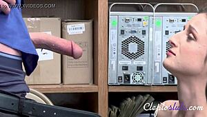 hot teen 18+ lets guard fuck her as punishment- kenzie ryans in caught skinny at work bent over burglar police prison 18-19 years office