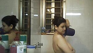 Shower Voyeur Catches Big Tits BBW Bathing