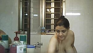 Shower Voyeur Catches Big Tits BBW Bathing