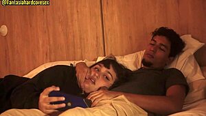 My stepsister chokes on my dick after watching a movie part 1