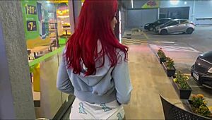i couldn't resist my stepmom in the store bathroom. at home, she begged for anal all night long!