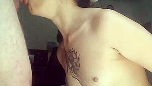 This pretty homemade slut trains hard for deep throat and swallows every drop fast.