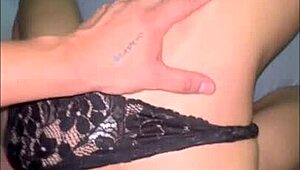 Ebony Latina squirts while fucking with toy in lingerie