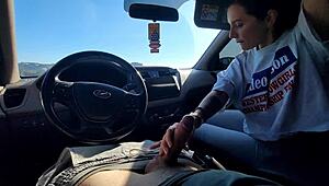 Student Pays Taxi Fare with Wild Mouth Sucking Action!