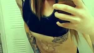 Hot Tranny Slut Touches Her Tiny Clitty in Action