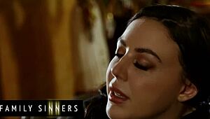 OMG! Stepfather catches stepdaughter masturbating and shows her real doggystyle action