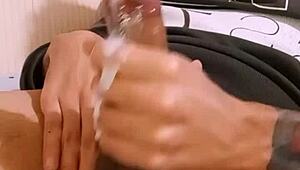 Amateur masseuse strokes monster cock solo