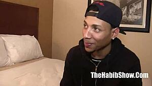 Petite ebony Portia strips and gets pounded by Ron Jeremy's big black cock