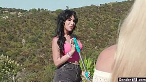 Hot Coed Craves to Fuck Tgirl Poolbabe Avery Lust with Intense Oral Action