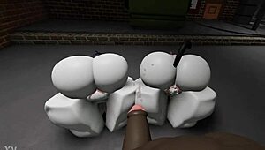 I join an intense trio with two submissives and big black cocks