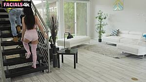 moving men cover asian slut's face with hot glaze