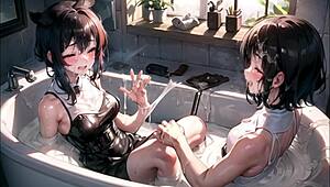 Beautiful Girls Bathing in Sperm Bath with Hentai-Japanese AI Art. See Their Young 18+ Bodies Covered!