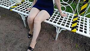 man, those sexy legs in high heels at the park... dang!