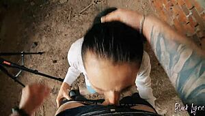 pov long haired teen facefucked in abandoned building with huge cum in mouth