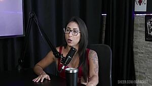 Watch Luciana Picchi dominate in group sex with Bruna and Matheus! Her big ass in see-through outfit!