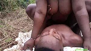 Sweet bush pussy close-up outdoor milf wife hairy big ass wet