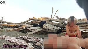 Public Flashing and Sucking Big Cock at Nude Beach - Misscreamy