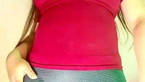 Latina Stepmother Shows Off Giant Cameltoe While Masturbating for Stepson in Leggings