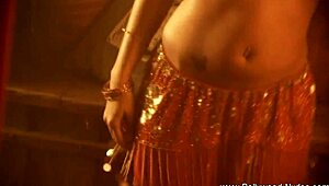 lovely brunette dances gracefully