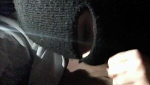 sexy girlfriend gives femdom blowjob in the car, teasing with natural tits