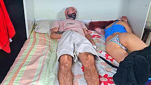 stepdad makes an unexpected late-night visit to young amateur's room