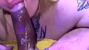 Blonde amateur enjoys interracial deepthroat and handjob