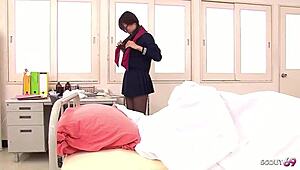 i’m so nervous, my first creampie with a shy japanese teen.