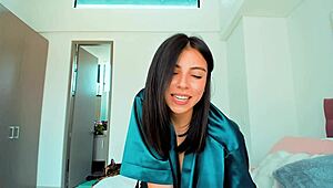 Beautiful Latina Whore in Costumes Masturbates While Getting Face Fucked on Webcam