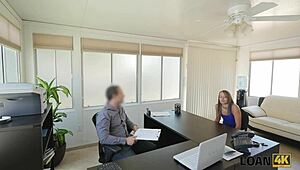 Seductive Liza tastes the loan agent's dick in his office