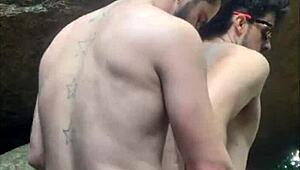 Sexy Pornstar Approaches Muscular Stranger Jerking Off On Hiking Trail