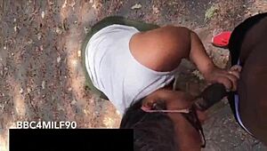 latina hotwife enjoys outdoor fun with her big black cock