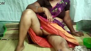 Aunty's hardcore session with stepbrother reveals hairy pussy intensely