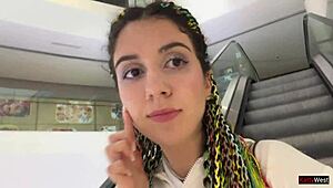 Crazy cumwalk in public mall, wanna see blowjob in toilet?