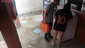 housewife moans while technician fucks her big ass