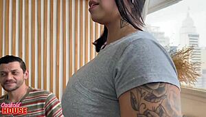 Milf Fitness Fucks Big-Cocked Lover While Cuckold Husband Watches