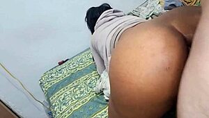 Rough anal creampie on ebony latina teen