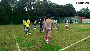Asian Girls Playing Football Naked in Wild Outdoor Game!