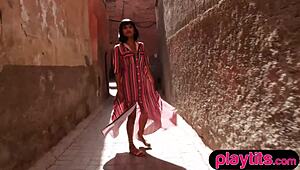 big ass asian milf rips clothes to display juicy boobs outdoors