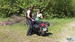 yeah, brunette fucks on motorcycle outdoors