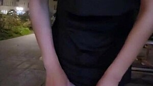 shemale ting xuan flashes body in public garden