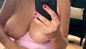 selfie girl touches herself in sexy panties and socks