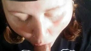 Beautiful Girl Flashes Cock in Garage, Then Sucks It While Jerking Off